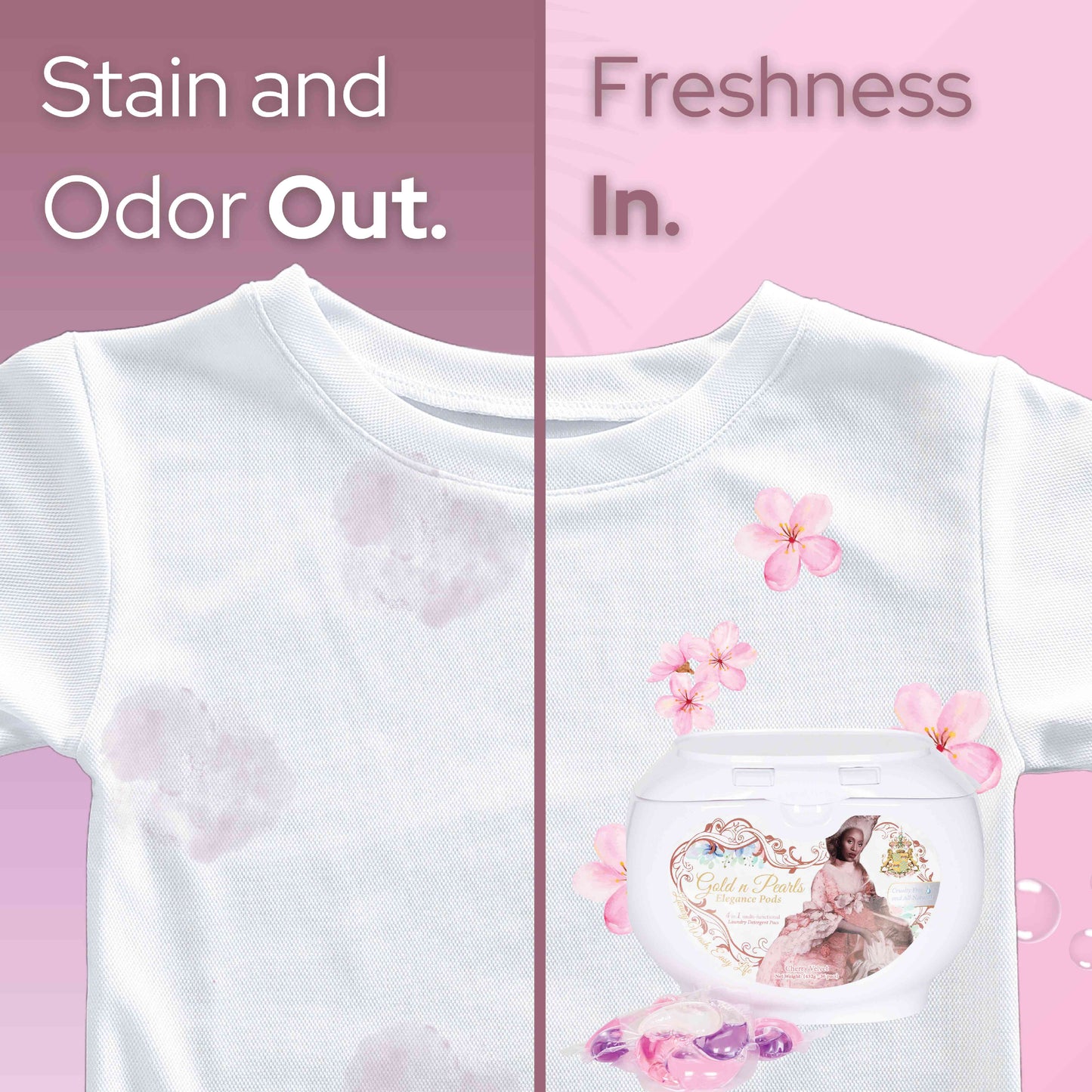 Gold n Pearls 4-in-1 Laundry Detergent Pods - Cherry Velvet (36 Pods)